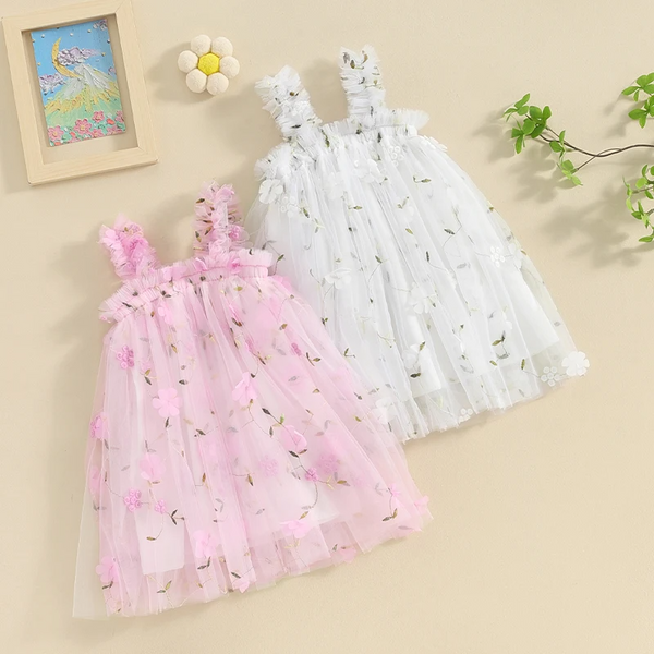 Vestido Infantil Tule Flores