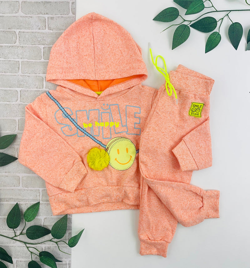 Conjunto Fakini Feminino Cropped Com Capuz E Calça Smile Be Happy