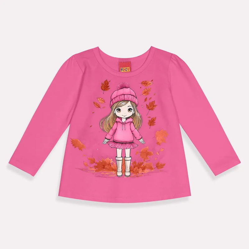 Blusa Feminina Manga Longa Kyly Menina Folhas