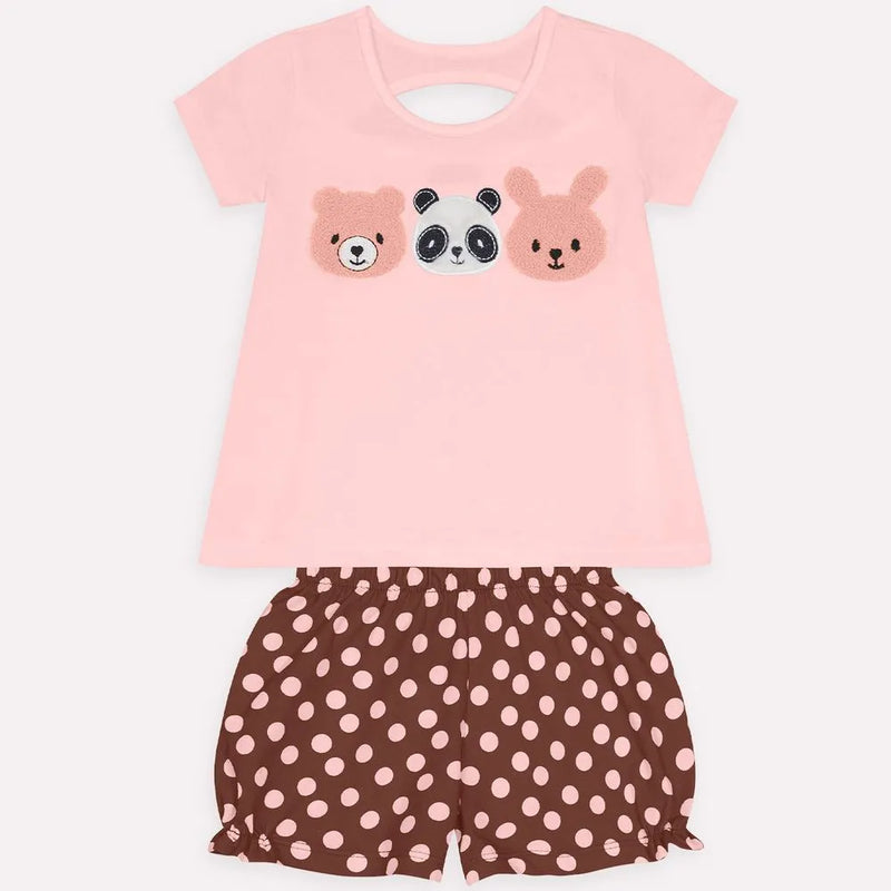 Conjunto Feminino Kyly Urso Panda e Coelho