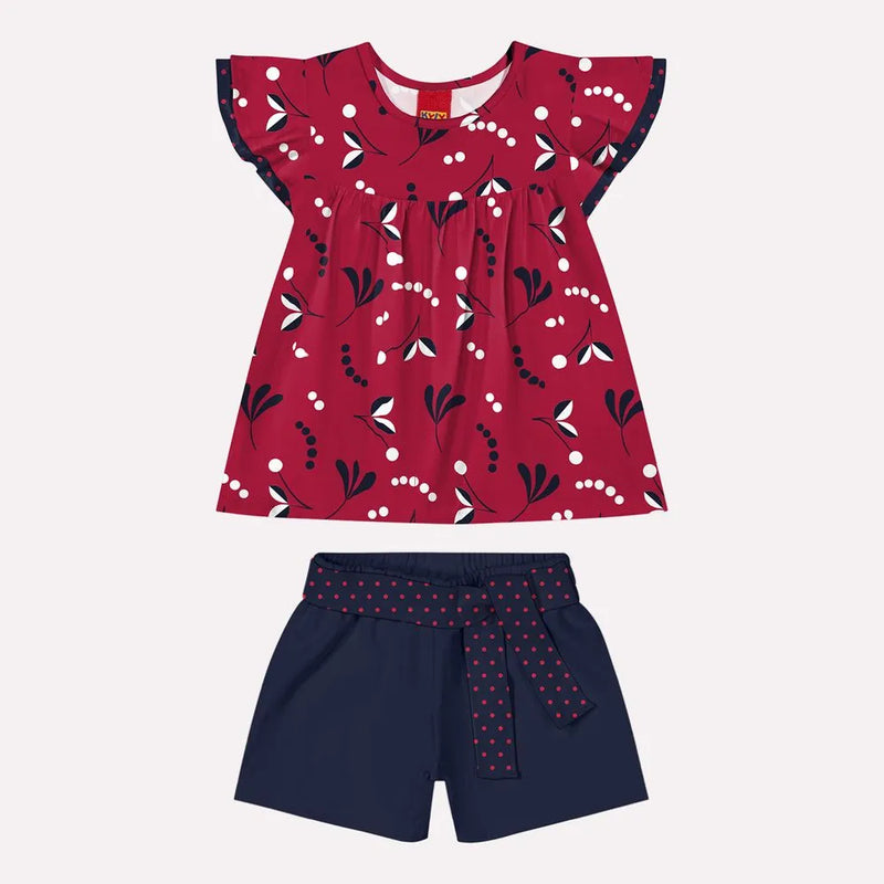 Conjunto Kyly Folhas E Poa
