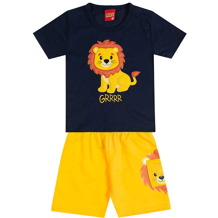 Conjunto Infantil Leão Kyly Camiseta e Short Estampa Fofa