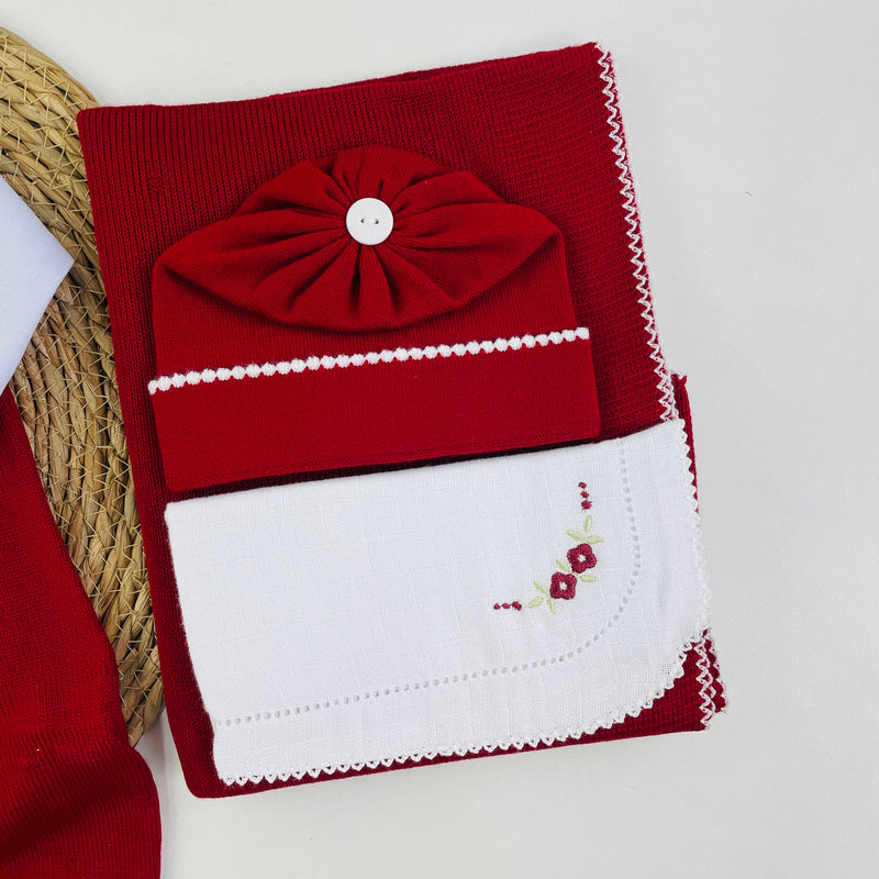 Saida De Maternidade Sanches Baby Bordada Em Tricot 6 Peças