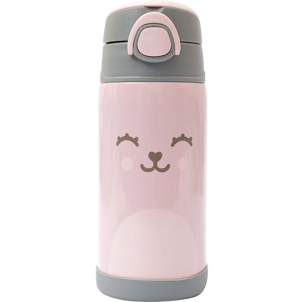 Garrafa Térmica Buba Gumy Parede Dupla Com Canudo 3+ Rosa 400ML