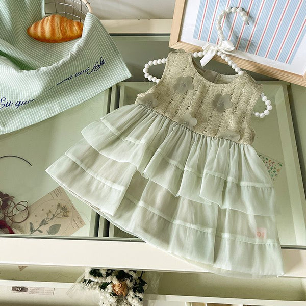 Vestido Infantil Verde Florzinhas