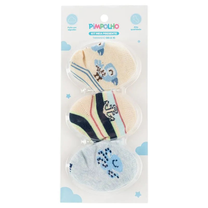 Kit Meia Presente Masculino  Pimpolho Passaro / Ancora E Polvo Com 3 Pares