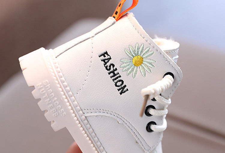 Bota Infantil Feminina Fashion Pelinhos e Florzinhas