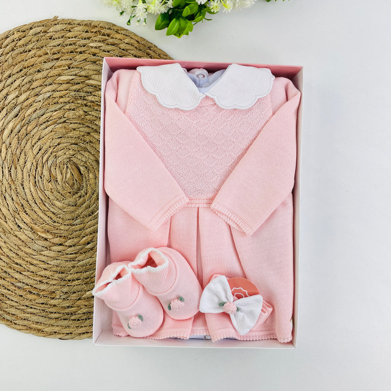 Kit Vestidinho Sanches Baby Em Tricot 4 Peças