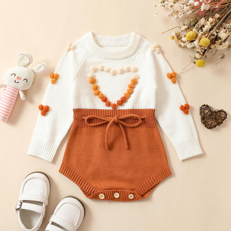 Body Infantil Feminino Tricô Coração