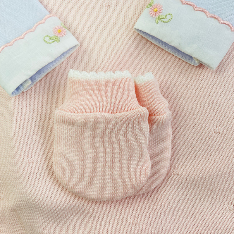 Saida De Maternidade Sanches Baby Bordada Em Tricot 6 Peças