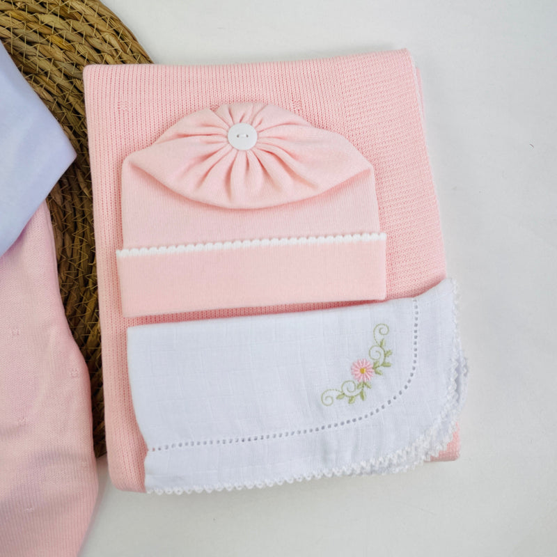 Saida De Maternidade Sanches Baby Bordada Em Tricot 6 Peças