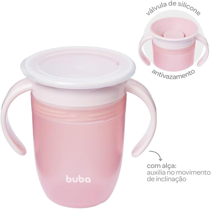 Copo de Treinamento 360 Antivazamento Buba com Alça 210ml