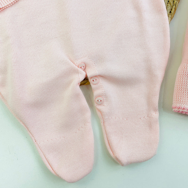 Saida De Maternidade Macacão Sanches Baby Trama E Florzinhas Em Tricot 5 Peças