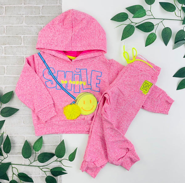 Conjunto Fakini Feminino Cropped Com Capuz E Calça Smile Be Happy