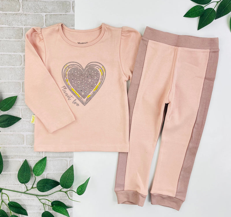 Conjunto Yuks Fem Blusa Manga Longa Com Calça Coração