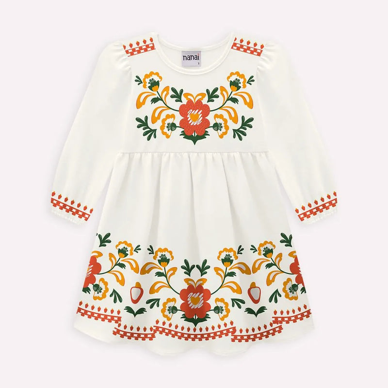 Vestido Manga Longa Nanai Flores