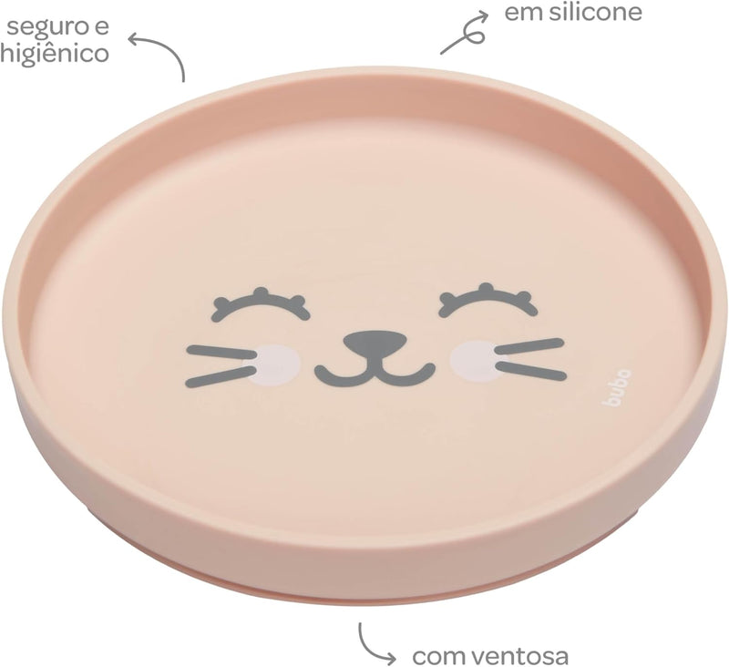 Prato Infantil Silicone com Ventosa Buba Antiderrapante
