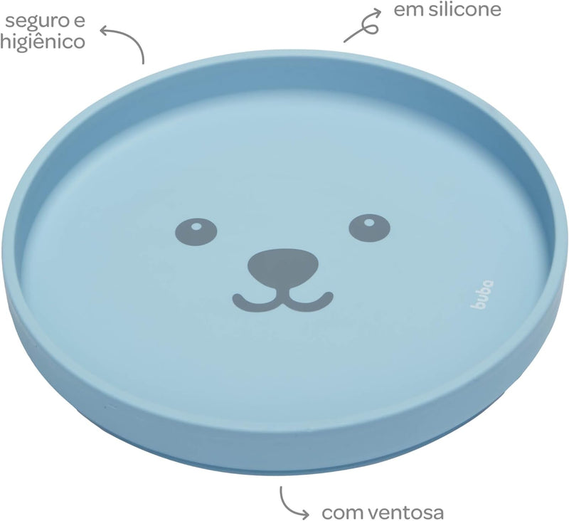 Prato Infantil Silicone com Ventosa Buba Antiderrapante
