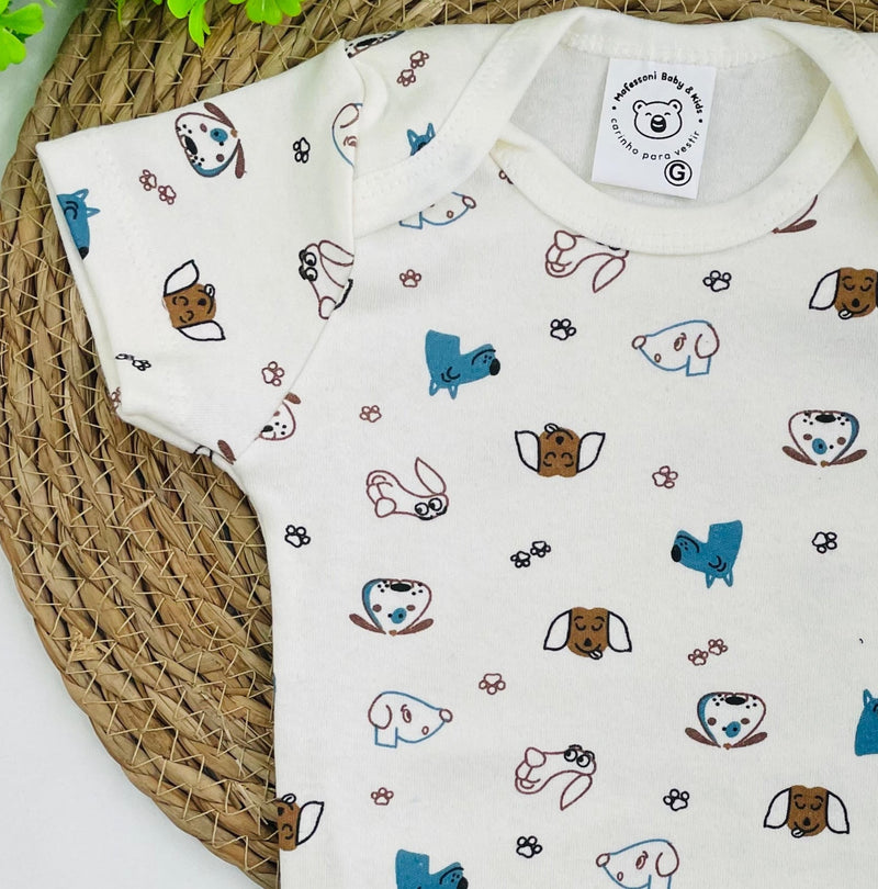 Body Meia Manga Mafessoni Cachorinhos