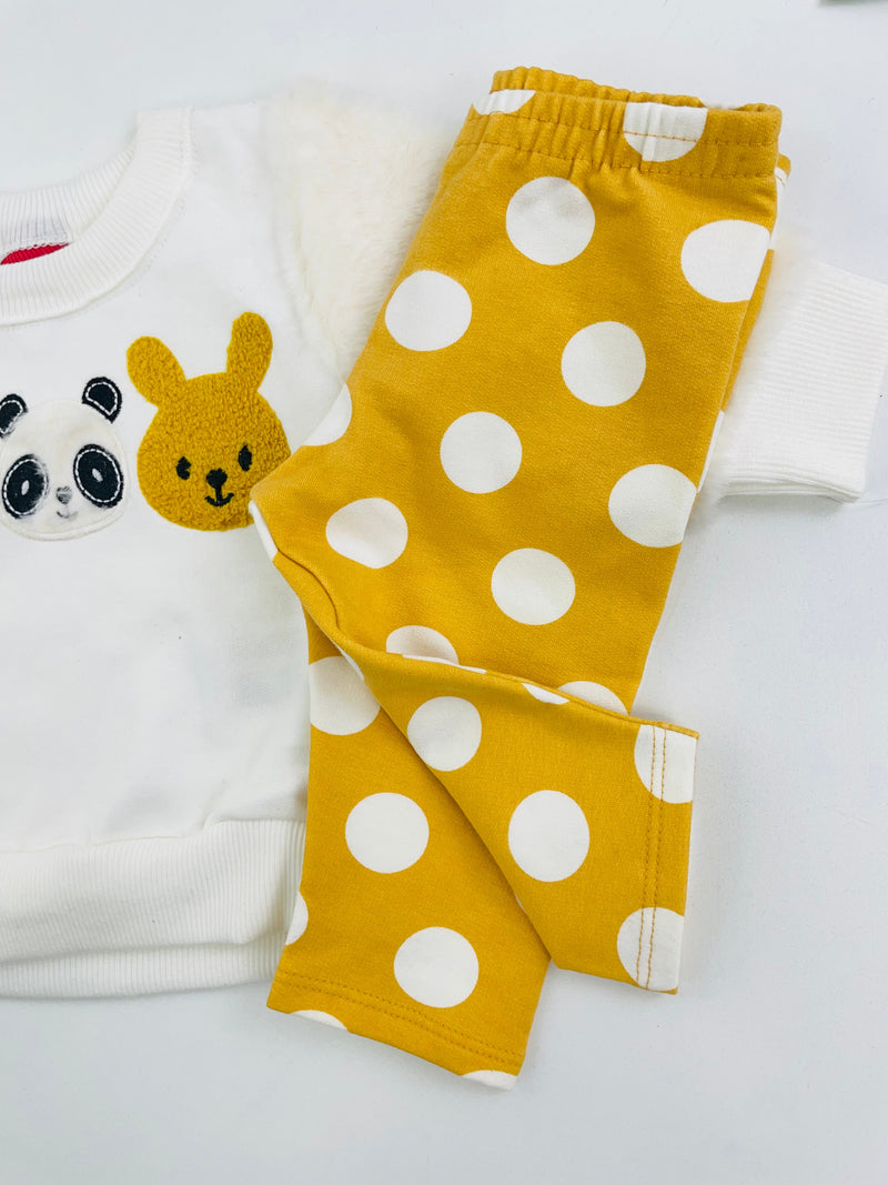 Conjunto Manga Longa Kyly Urso Panda e Coelho