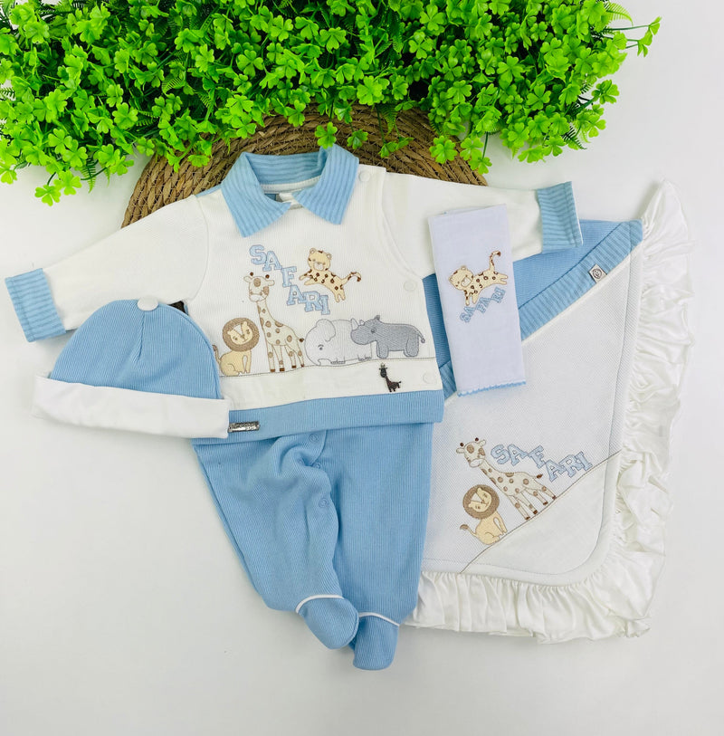 Saida De Maternidade Pipoquinhas Baby Safari 4 Peças