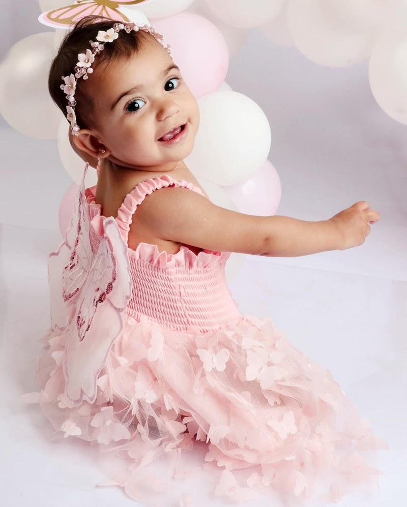 Vestido Infantil Feminino Tule Asa Borboletinhas