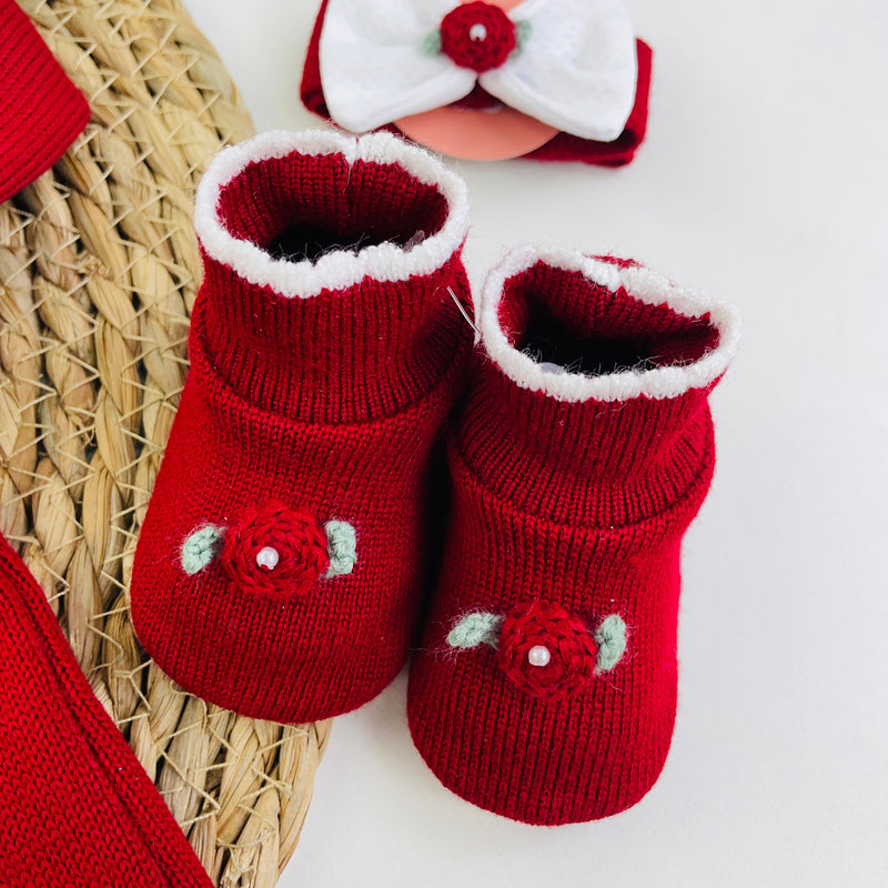 Kit Vestidinho Sanches Baby Em Tricot 4 Peças