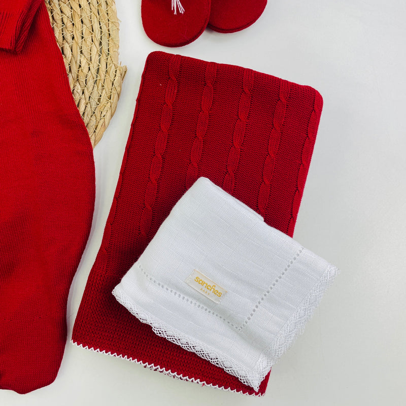 Saida De Maternidade Macacão Sanches Baby Trama E Florzinhas Em Tricot 5 Peças