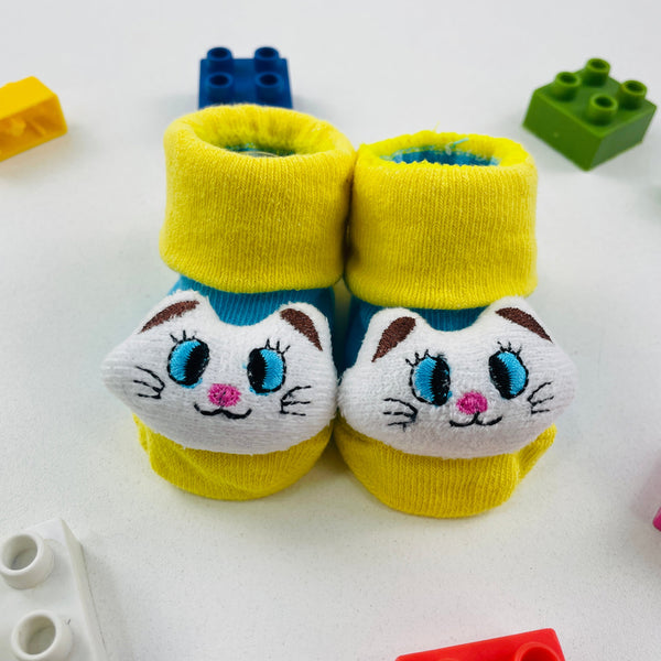 Meia Bichinhos Plin Baby Gatinha Antiderrapante - Amarelo