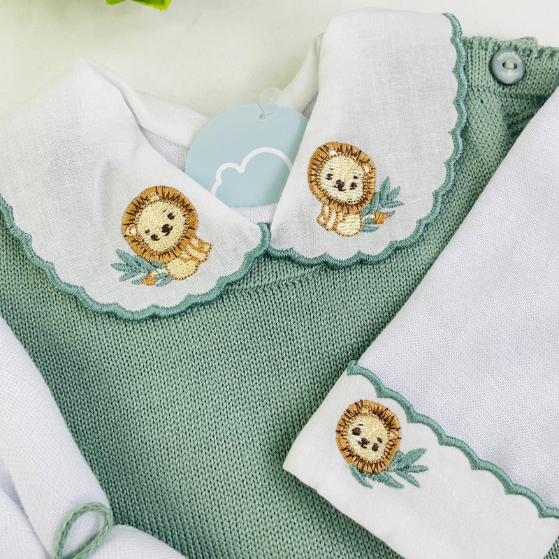 Conjunto Sanches Baby Bordado Em Tricot 3 Peças