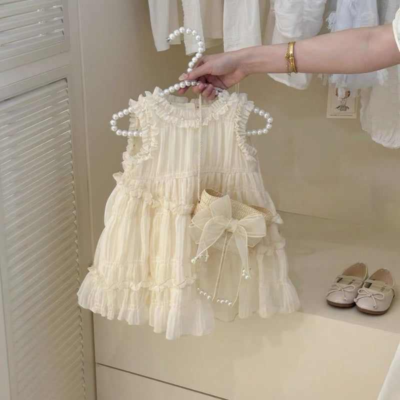 Vestido Tule Babados com Bolsinha