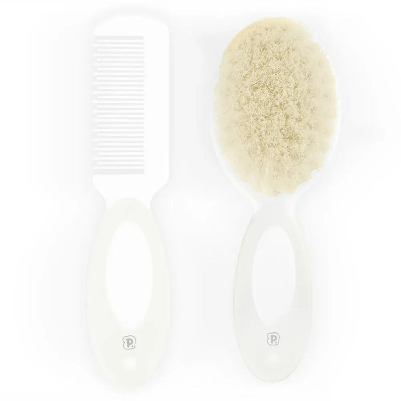 Kit Pimpolho Escova E Pente De Cerdas Naturais Para Bebe