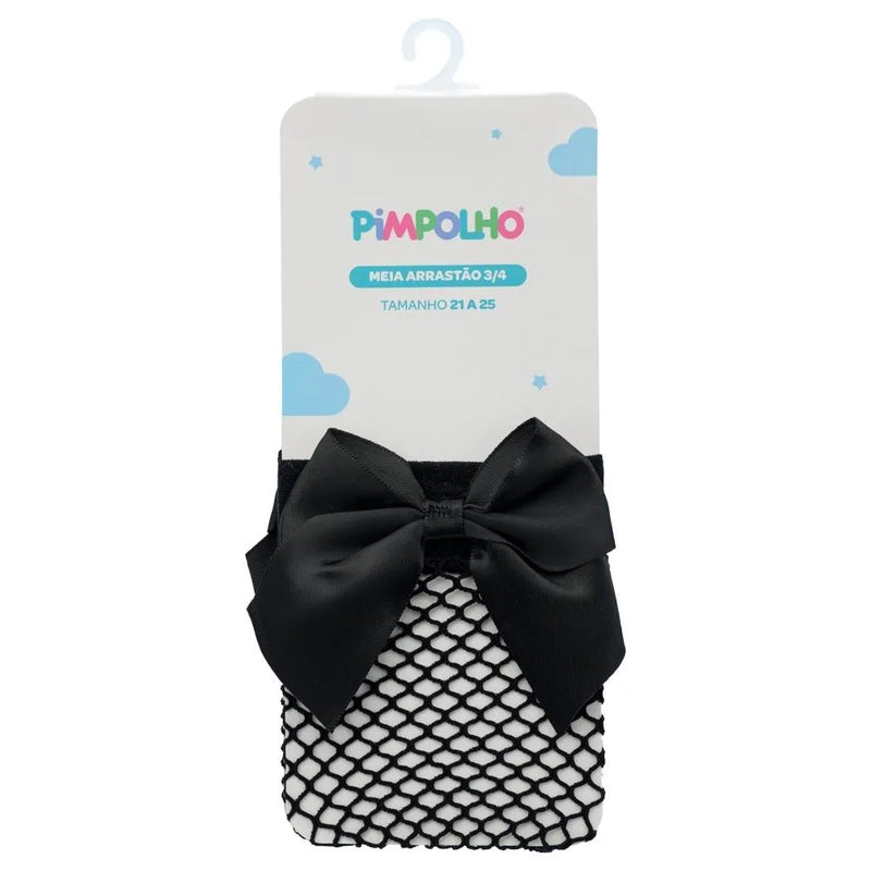 Meia Arrastão 3/4 Pimpolho Com Laço
