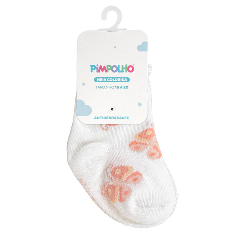 Meia Colorida Pimpolho Feminino Borboleta