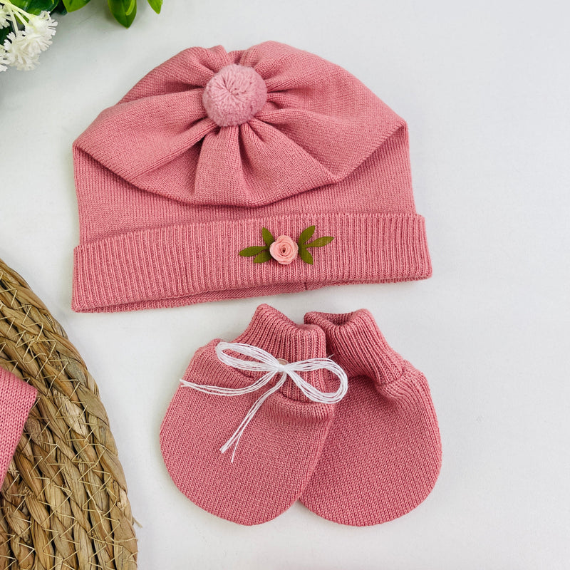 Saida De Maternidade Macacão Sanches Baby Trama E Florzinhas Em Tricot 5 Peças