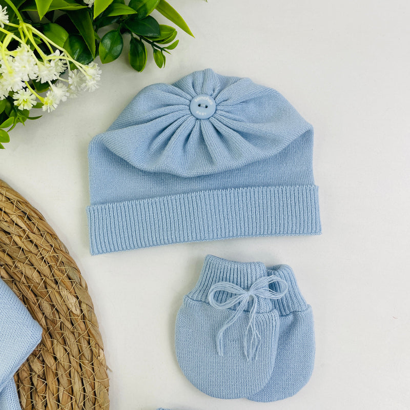 Saida De Maternidade Macacão Sanches Baby Trança Em Tricot 5 Peças
