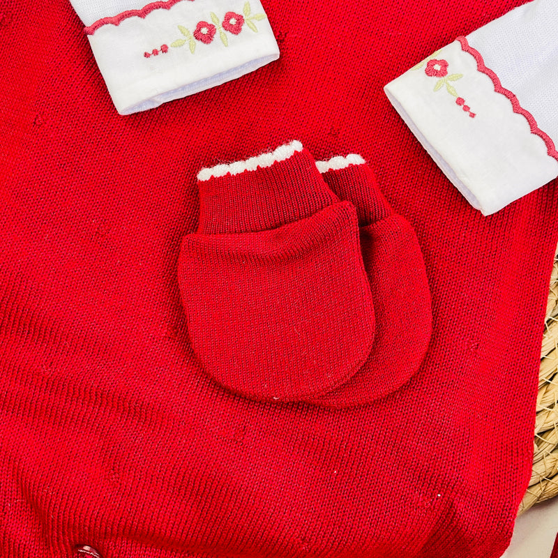 Saida De Maternidade Sanches Baby Bordada Em Tricot 6 Peças