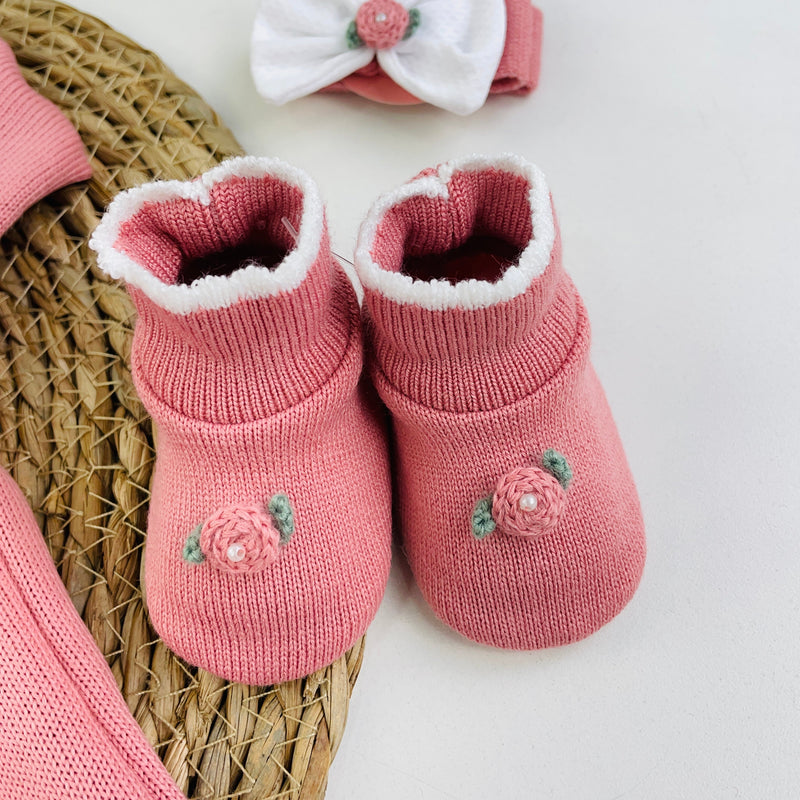 Kit Vestidinho Sanches Baby Em Tricot 4 Peças