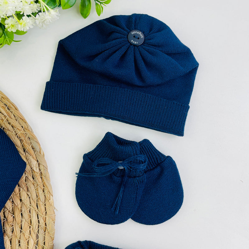 Saida De Maternidade Macacão Sanches Baby Trança Em Tricot 5 Peças