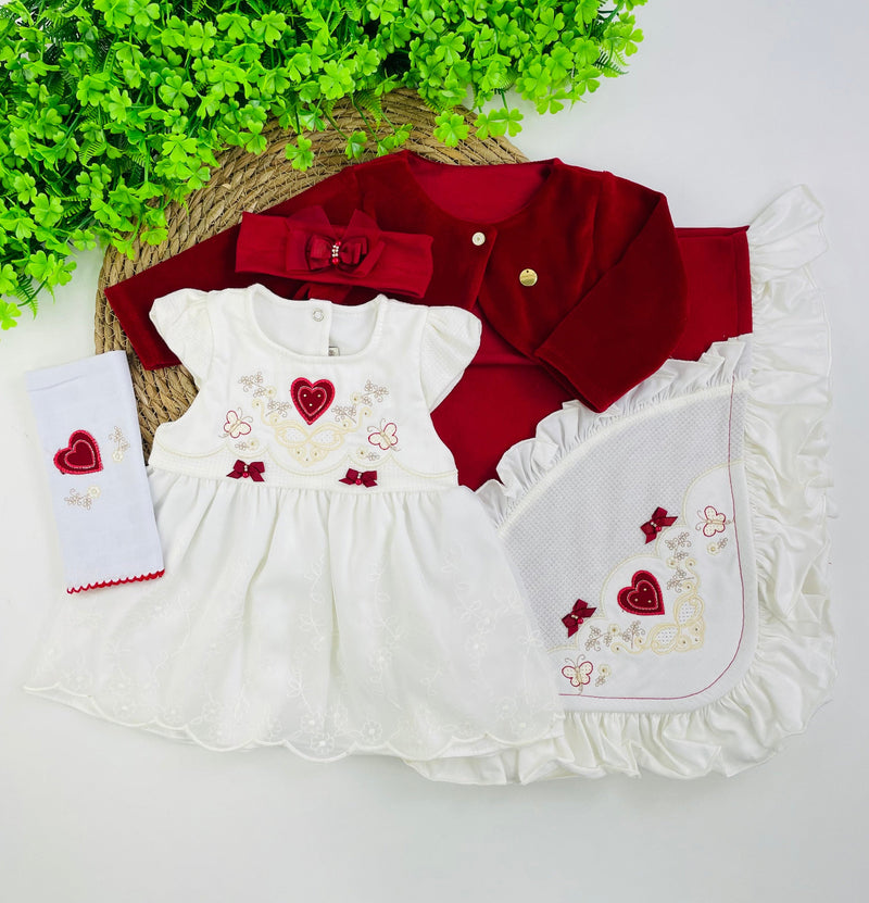 Saída De Maternidade Pipoquinhas Baby Coração 5 Peças