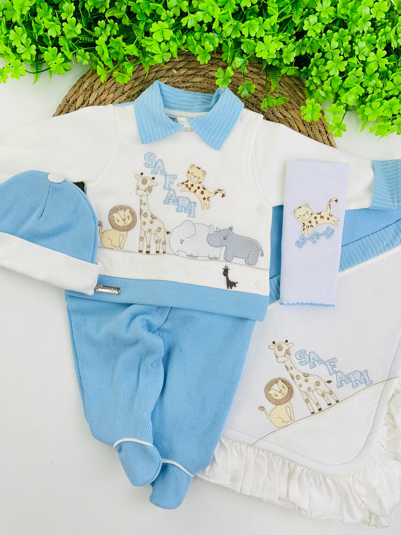 Saida De Maternidade Pipoquinhas Baby Safari 4 Peças