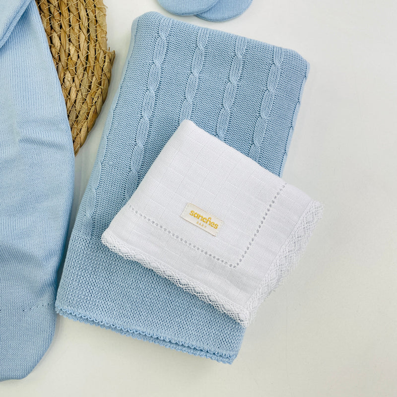 Saida De Maternidade Macacão Sanches Baby Trança Em Tricot 5 Peças
