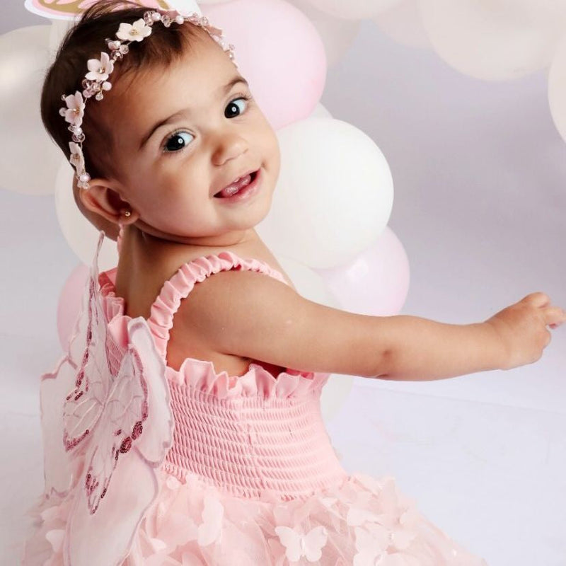 Vestido Infantil Feminino Tule Asa Borboletinhas
