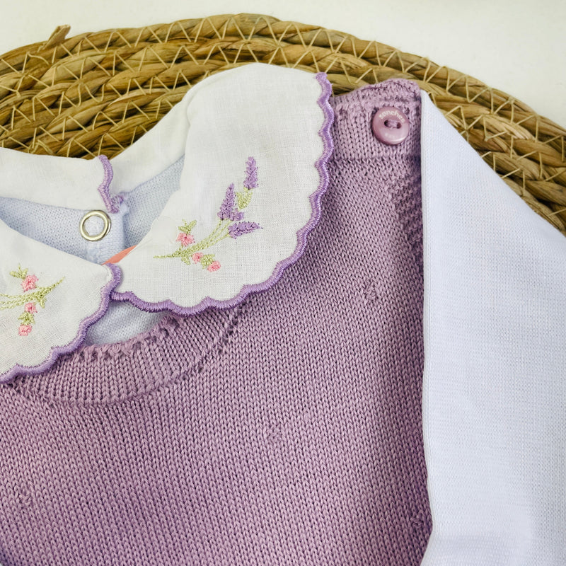 Saida De Maternidade Sanches Baby Bordada Em Tricot 6 Peças