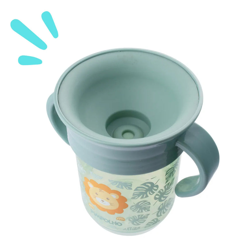 Copo Treinamento 360 Pimpolho Leao C/alca E Tampa +6 M - 240 Ml - Verde