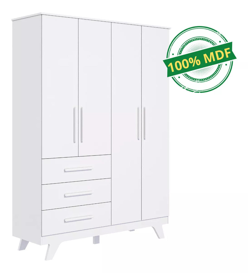 Guarda Roupa Retro Peroba 4 Portas Lisa
