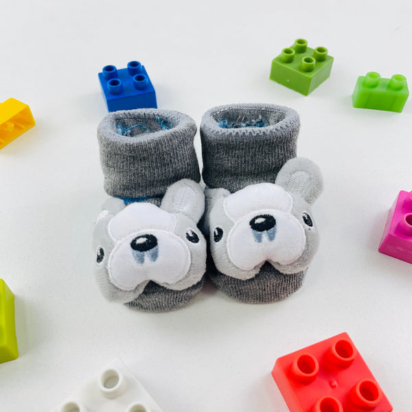 Meia Bichinhos Plin Baby Bulldog Antiderrapante - Cinza