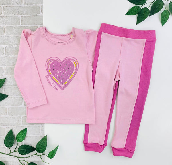Conjunto Yuks Fem Blusa Manga Longa Com Calça Coração