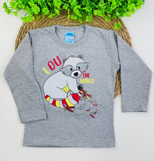 Camiseta Manga Longa Fashion Kids Loub the World