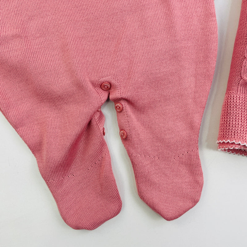 Saida De Maternidade Macacão Sanches Baby Trama E Florzinhas Em Tricot 5 Peças
